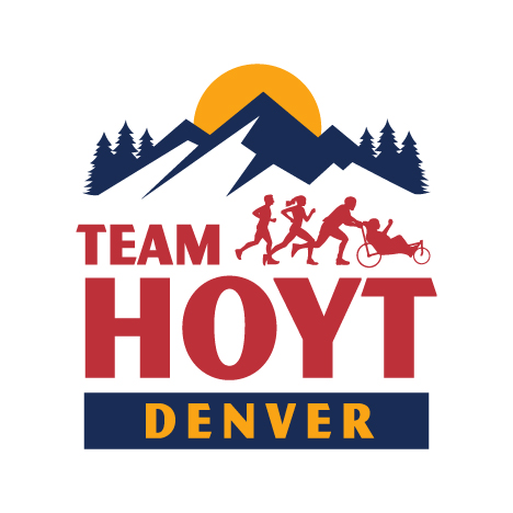 Team Hoyt Denver full-color logo: navy mountains, gold sun, red HOYT wordmark, and a navy DENVER bar